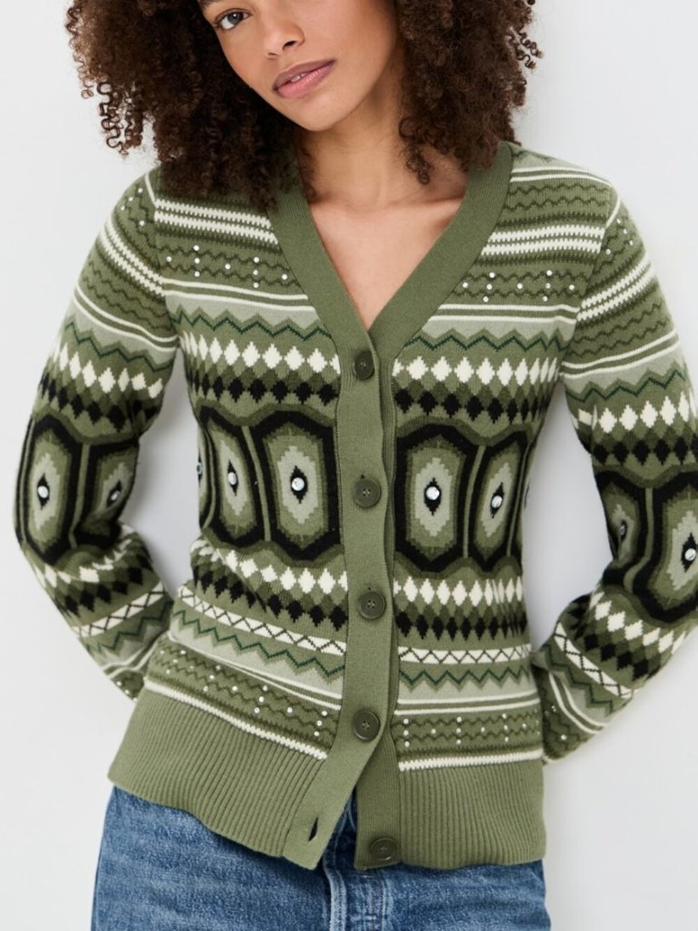 NWT ALIGNE Federika Fair Isle Cardigan